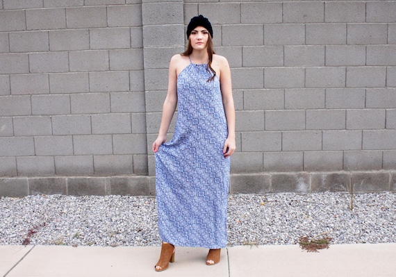 90's Mod Rayon Maxi Dress - image 1