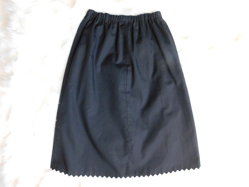 80s Mid-Length Reversible Skirt / Vintage Handmade Black and Floral Skirt image 5