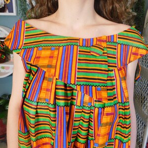 80s Colorful Print A Line Tent Dress / Vintage Handmade Dress image 2