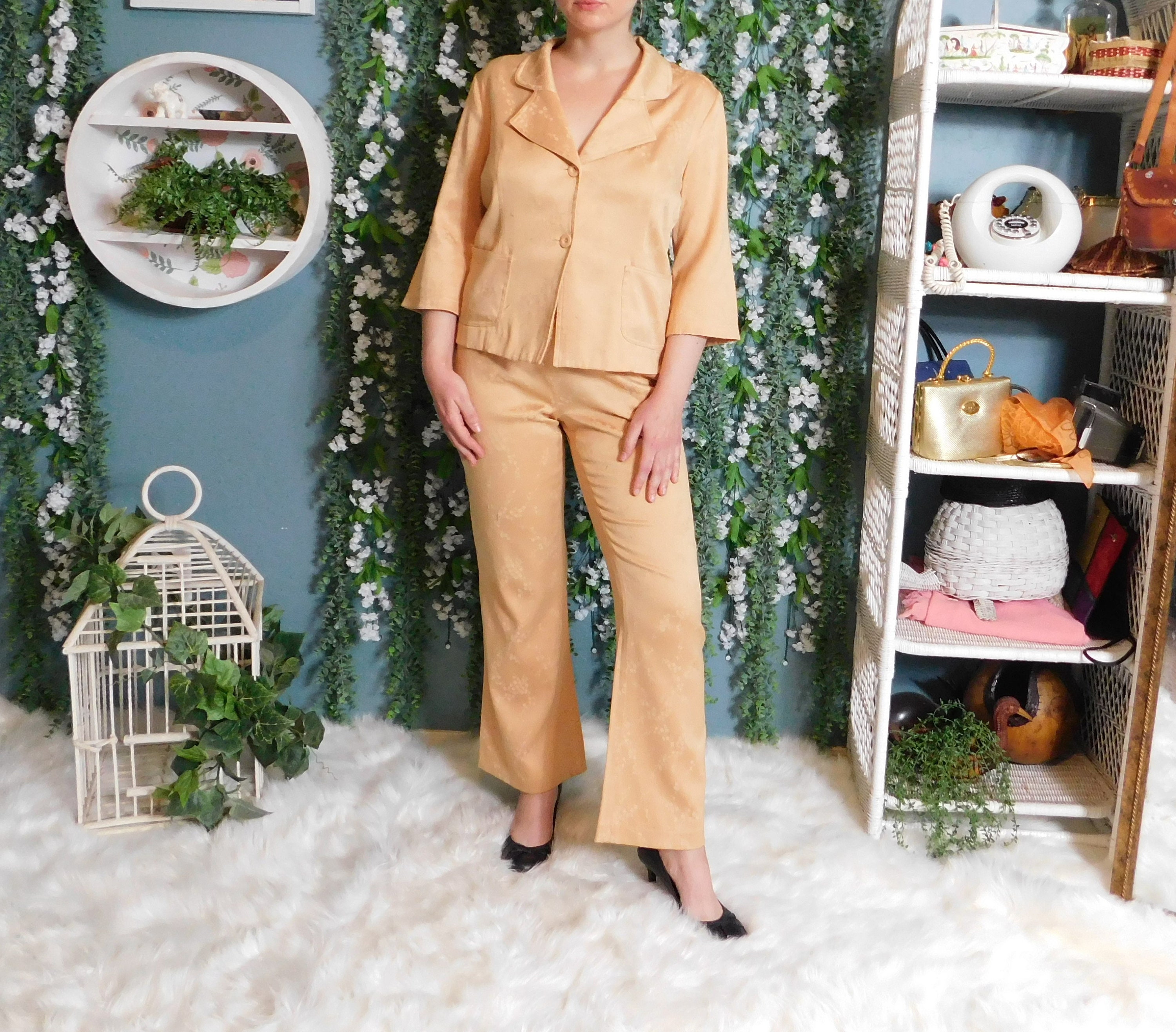 90's Minna Classic Gold Satin Pant Suit 