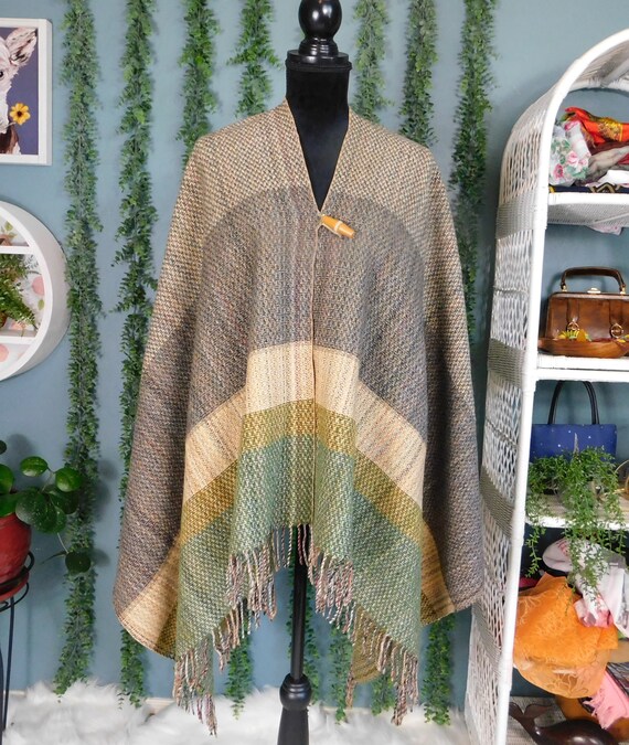 60s 70s Wool Fringed Poncho by Hudson's - image 2