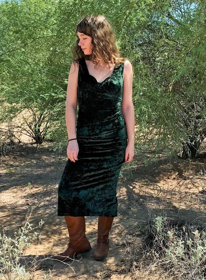 Contempo Casuals 90s Stretch Crushed Velvet Dress Etsy