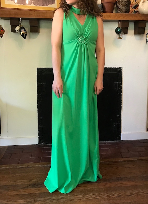 kelly green evening gown