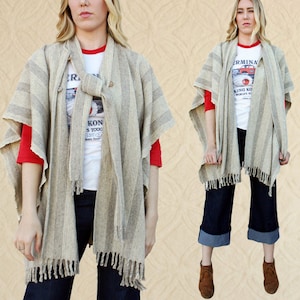 70&#39;s Striped Wool Poncho