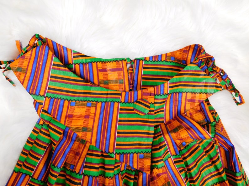 80s Colorful Print A Line Tent Dress / Vintage Handmade Dress image 6