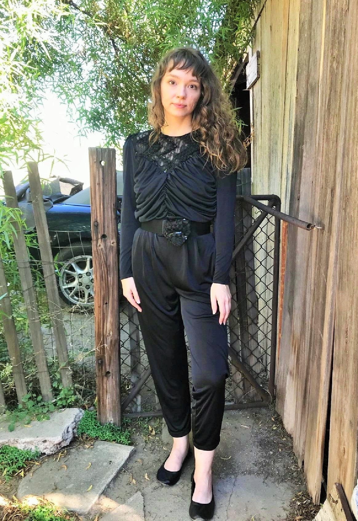 80s black jumpsuit