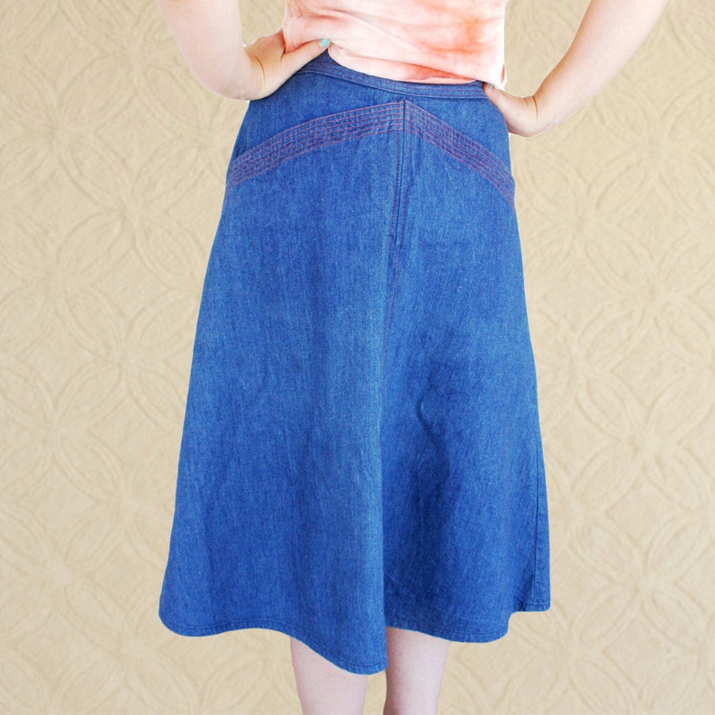 SALE 70's Denim Midi Wrap Skirt with Front Slit Etsy