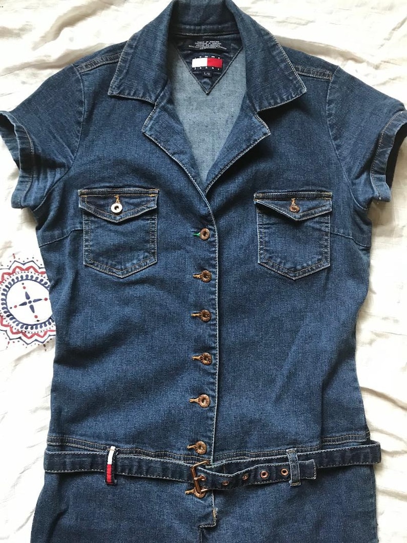 90s Tommy Hilfiger Denim Jumpsuit Vintage Blue Jean One Piece
