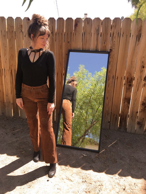 suede bell bottom pants