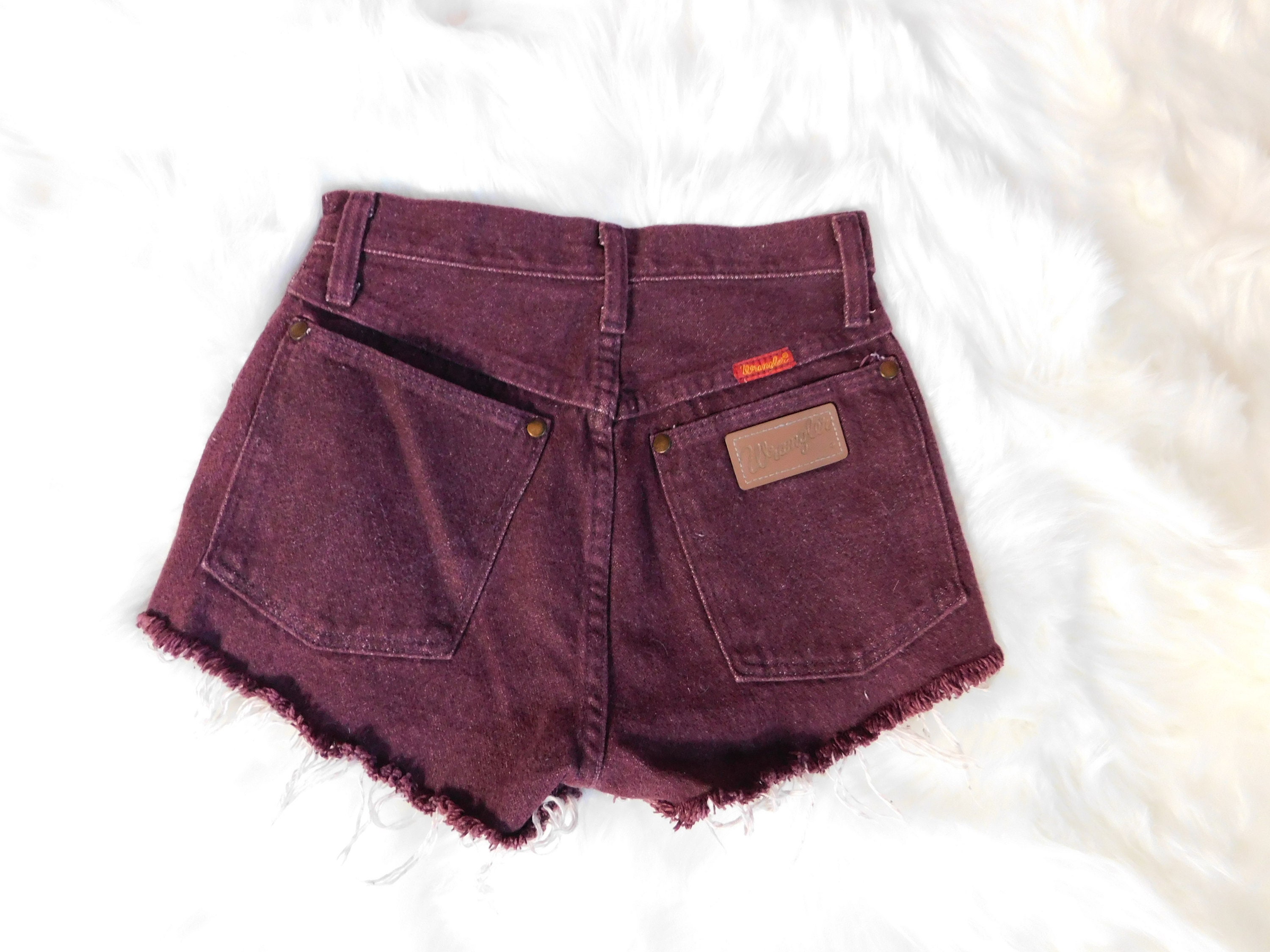 burgundy jean shorts