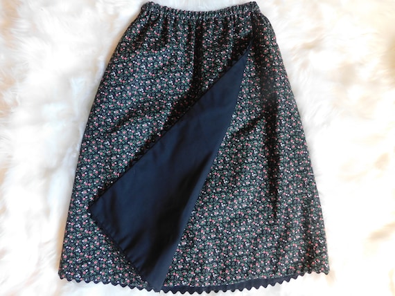 80s Mid-Length Reversible Skirt / Vintage Handmad… - image 6