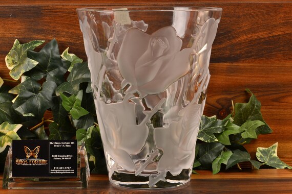 Lalique Crystal Vase Pre 1978 Ispahan Roses Vase Etsy