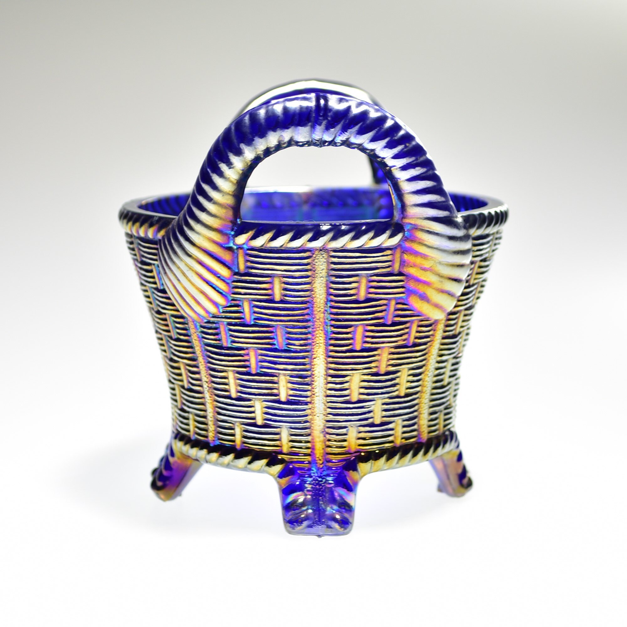 Northwood Glass 190225 Electric Blue Carnival Basketweave Bushel