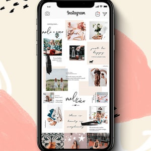 Instagram Puzzle  Feed Template For Canva - 12 Posts. Customizable Instagram Puzzle. Canva Instagram Puzzle Feed Template.