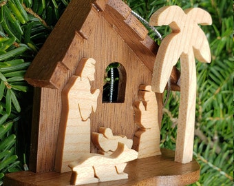Wooden Nativity Ornament