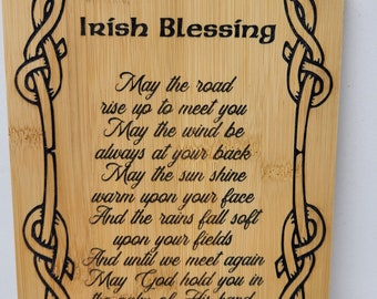 Irish Blessing Wooden Plaque Cutting Board, May The Road Rise Up To Meet You