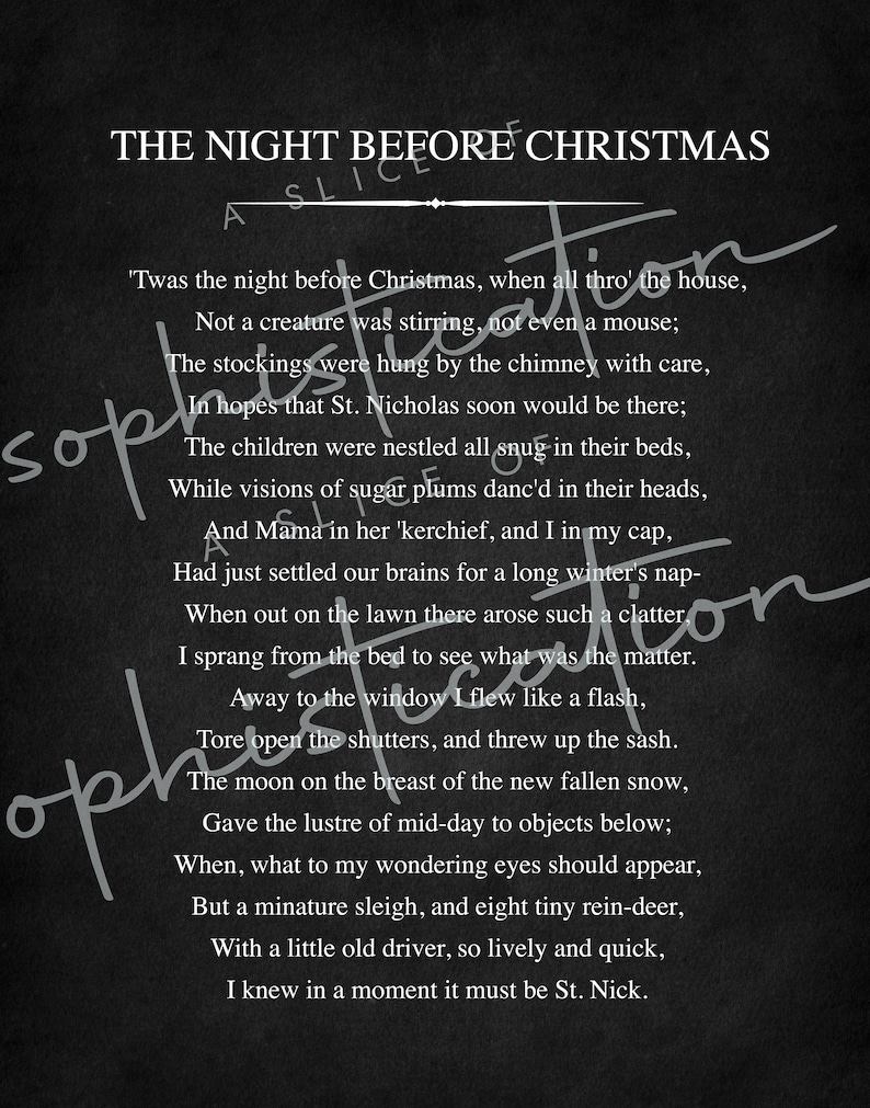 The Night Before Christmas Printable Sign. 3 IN 1 BACKGROUND OP . 11x14