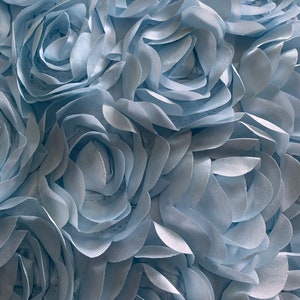 Almost 3 yards, 3D Baby Blue Rose Satin Fabric, 52&quot; wide, 2 3/4 Yards