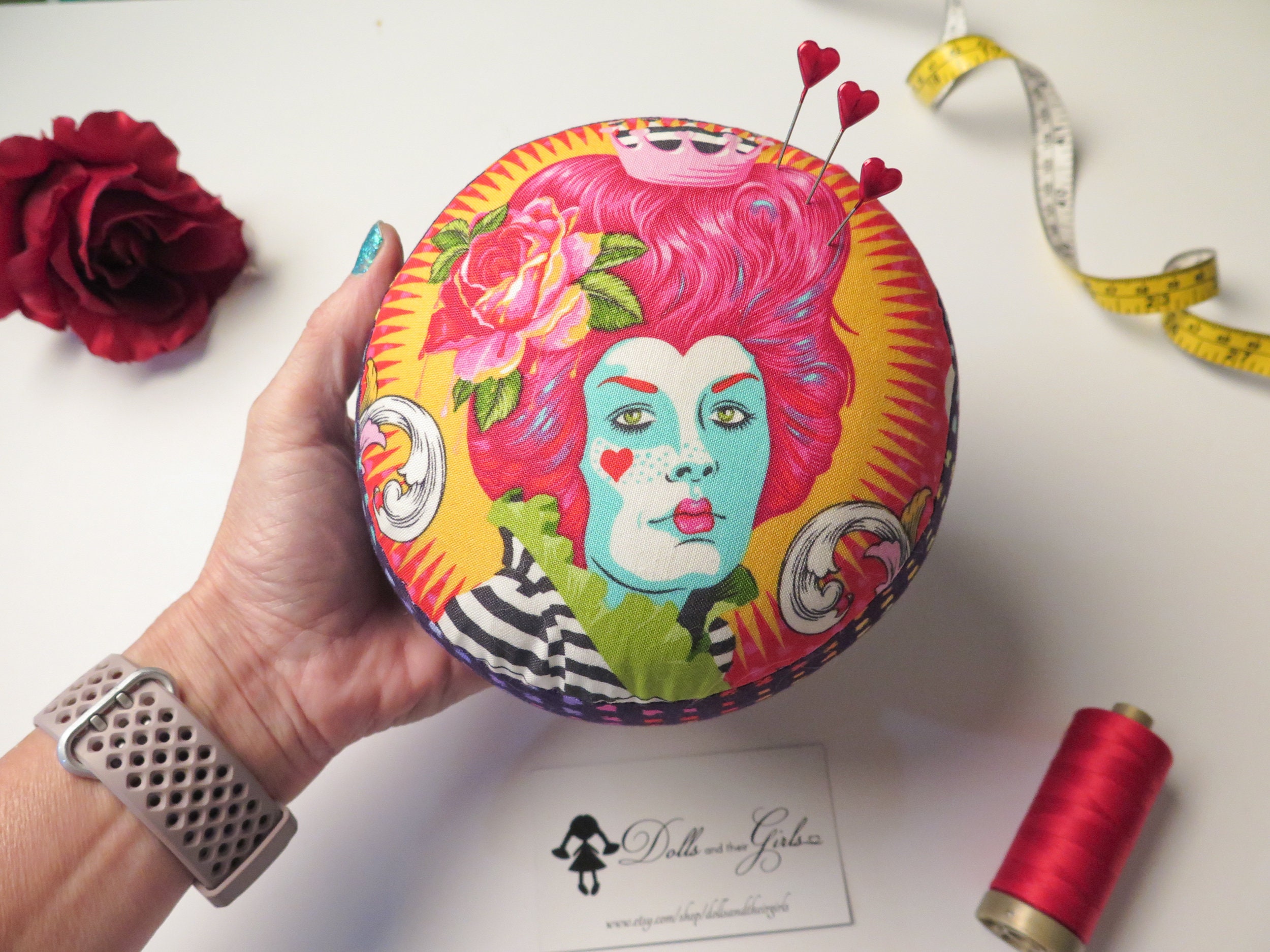 Red Queen Tula Pink Curiouser & Curiouser Pincushion - Red Queen Tula…