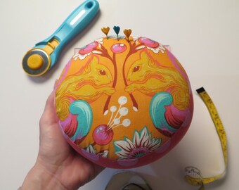 Jumbo Tula Pink Squirrel Pincushion - Pincushion Gift for the Sewist, Heart Pins included--All Stars Collection