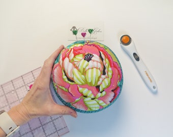 Jumbo Floral Coral/Teal Moon Garden Tula Pink Pincushion