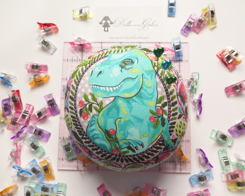 Medium size Dinosaur Tree Rex Pincushion Tula Pink Roar Collection Gift for Quilty Friends image 3