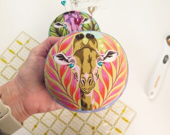 Small Sized -- Choose Your Giraffe -- Tula Pink Fabric -- Handmade Pincushion