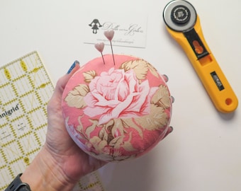 Small Coral Peach Roses Pincushion -- Roses Pincushion -- Flowers Gift For Mom
