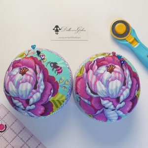 Jumbo Floral Moon Garden Tula Pink Pincushion (pink/lavender) -- Choice of Bee or Flower Only