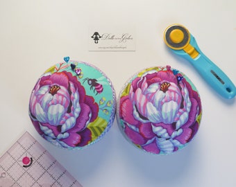 Jumbo Floral Moon Garden Tula Pink Pincushion (pink/lavender) -- Choice of Bee or Flower Only