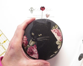 Small Size Black Cat (BLACK) Pincushion -- Choose Your Favorite Face