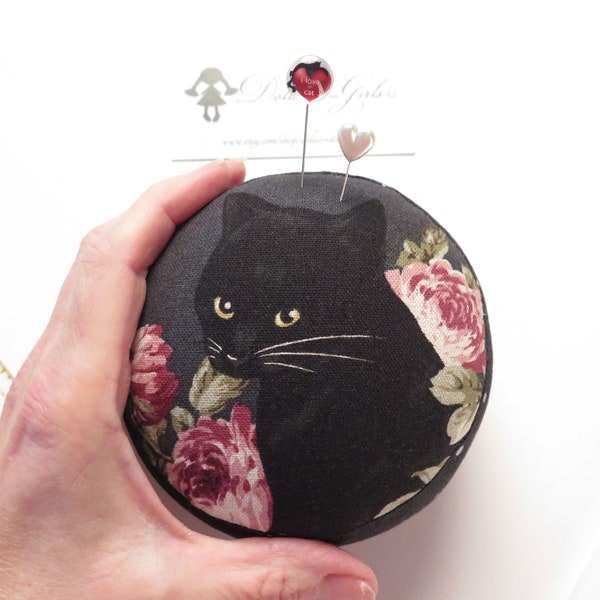 Small Size Black Cat (BLACK) Pincushion -- Choose Your Favorite Face