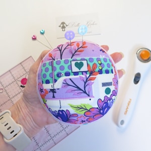 Small Size Lavender Tula Pink Pincushion, Homemade design by Tula Pink, Pincushion Gift for the Sewist