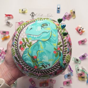 Medium size Dinosaur (Tree Rex) Pincushion - Tula Pink Roar Collection -- Gift for Quilty Friends