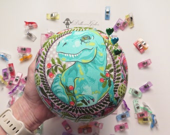 Medium size Dinosaur (Tree Rex) Pincushion - Tula Pink Roar Collection -- Gift for Quilty Friends