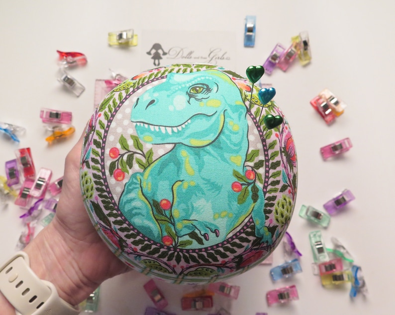 Medium size Dinosaur Tree Rex Pincushion Tula Pink Roar Collection Gift for Quilty Friends image 1