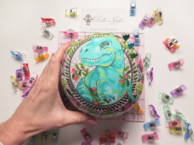 Medium size Dinosaur Tree Rex Pincushion Tula Pink Roar Collection Gift for Quilty Friends image 2