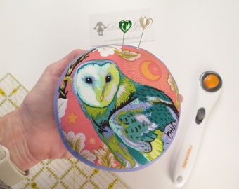 Small Sized Owl and Hearts — Moon Garden and Besties Combination -- Tula Pink Pincushion