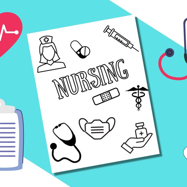 Nursing Binder Cover Printable / Letter size / School binder cover / Teacher binder / Color Yourself / Printout / PDF / Fundamentals / Med
