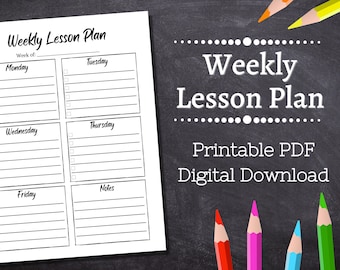 Weekly Lesson Plan Printable / Letter / Lesson Plan Template / Teacher planner / Homeschool Lesson Plan / Assignment Schedule / Printout