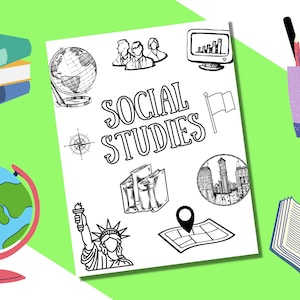 Social Studies Binder Cover Printable / Letter size / School binder cover / Teacher binder / Color Yourself / Printout / PDF / Homeschool