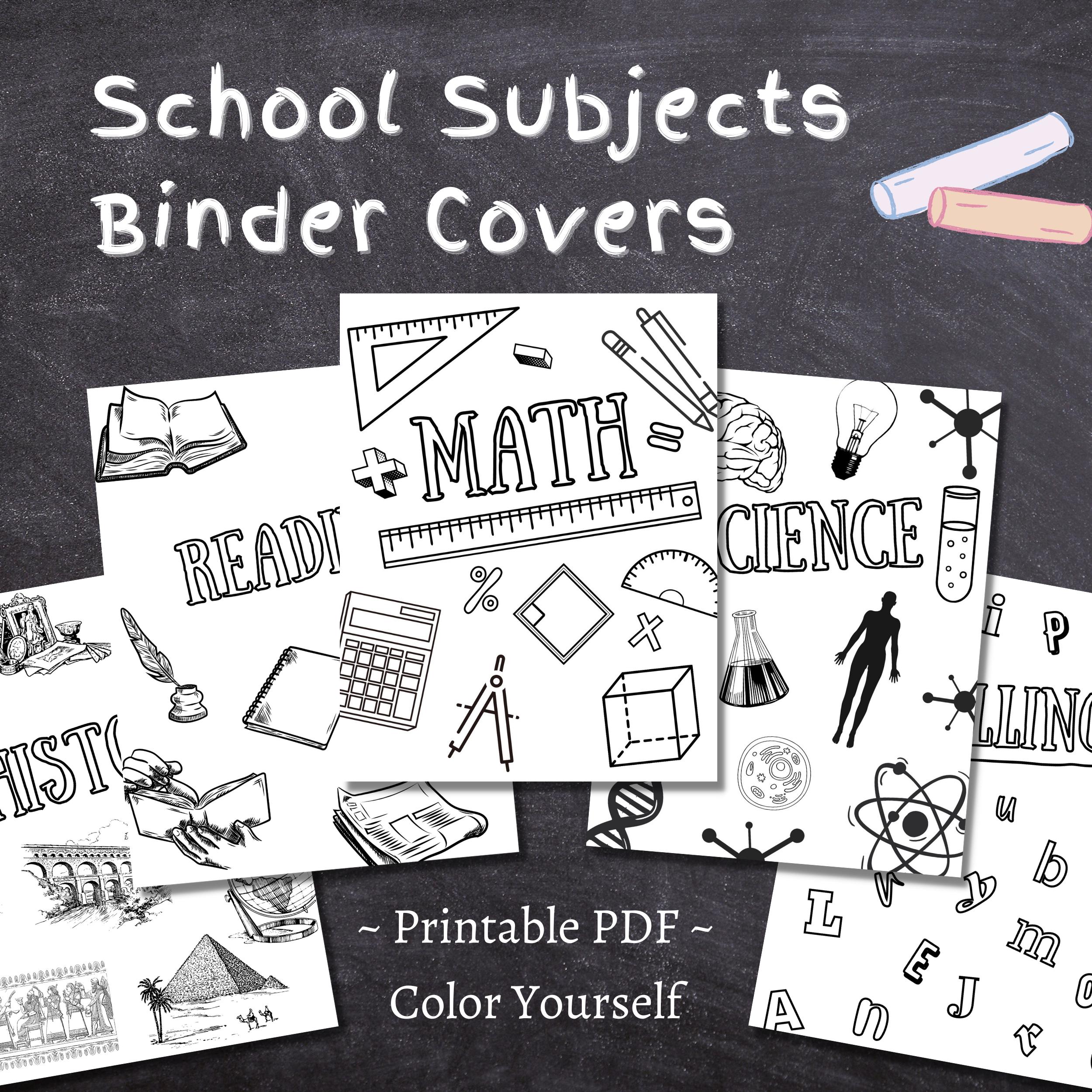 School Subjects Binder Cover Printable / Letter Size / Teacher Binder ...