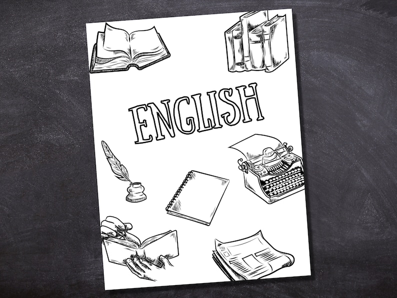 English Binder Cover Printable / Letter Size / School Binder Etsy