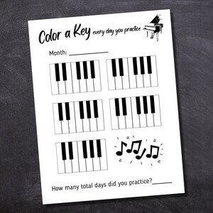 Piano Practice Chart Printable / Piano Practice Log Template / Piano ...