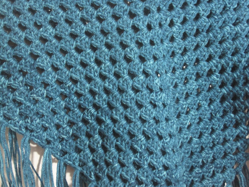 Shawl Girls Sweater READY TO SHIP Girls Cape Girls Crochet Poncho Teal Blue Dark Turquoise Handmade Poncho Age 7 /& 8