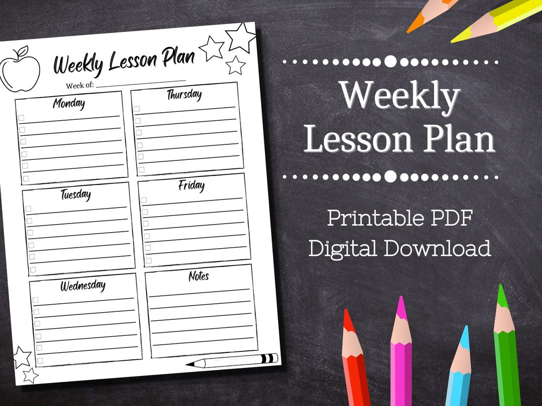 Weekly Lesson Plan Printable / Letter / Lesson Plan Template / - Etsy