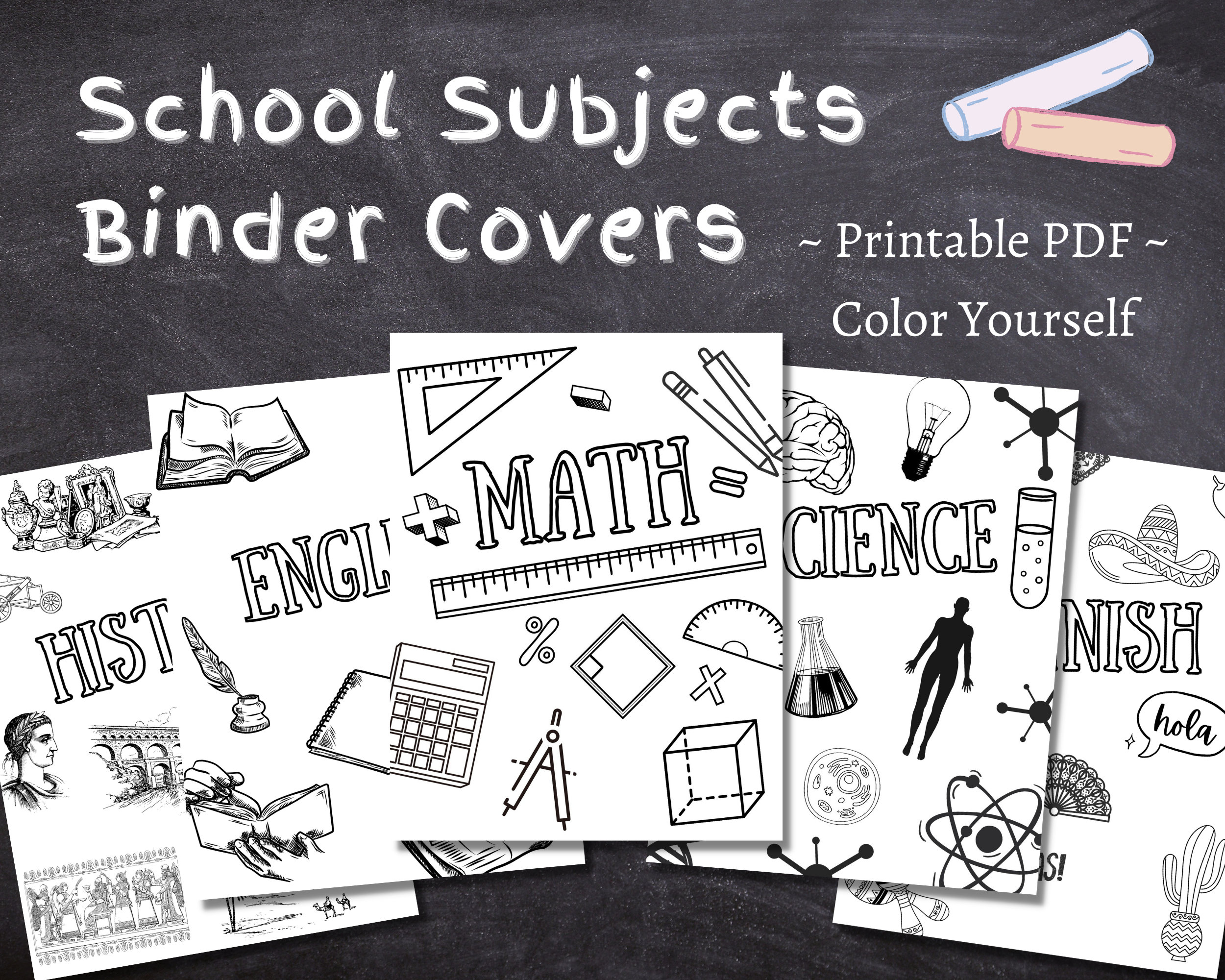 Printable Binder Covers to Color: Free Download for Back-to-School