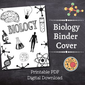 BIOLOGY Binder Cover Printable / Letter size / School binder cover / Teacher binder / Printout / PDF / Science / Lab Science/ Freshman