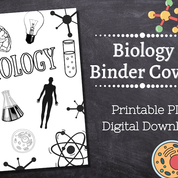 BIOLOGY Binder Cover Printable / Letter size / School binder cover / Teacher binder / Printout / PDF / Science / Lab Science/ Freshman