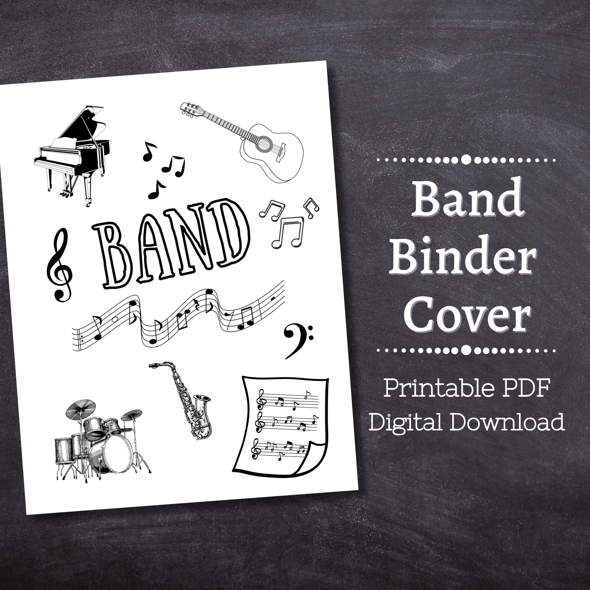 BAND Binder Cover Printable / Letter Size / School Binder Cover ...